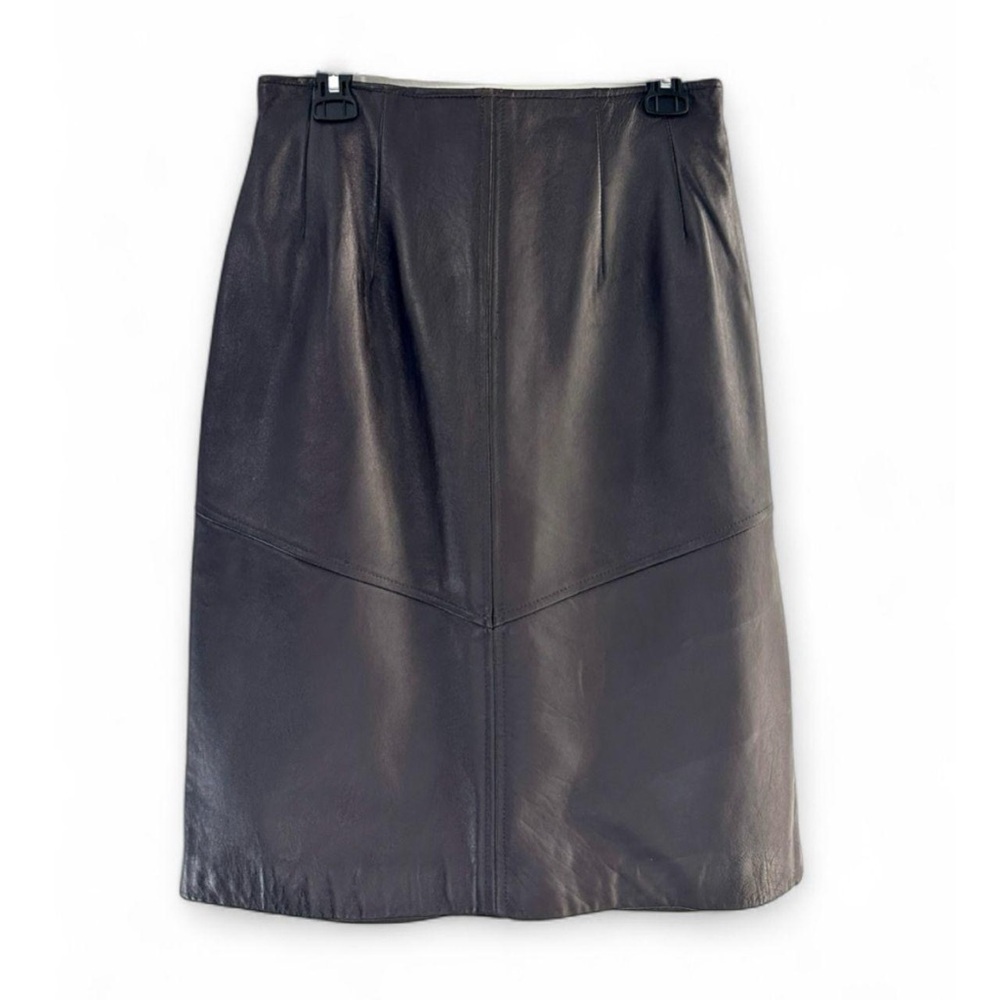 Pelle Studio Genuine Leather Dark Brown Skirt, Size 28"